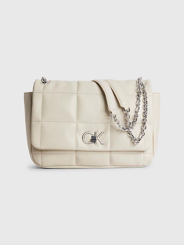 Calvin Klein USA Recycled Quilted Shoulder Womens Bag Beige 9207485-NI